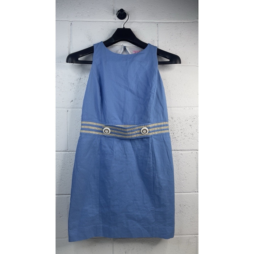 Lilly Pulitzer Dress Womens 2 Blue Cotton Lined Sleeveless Cutout Neck Pullover